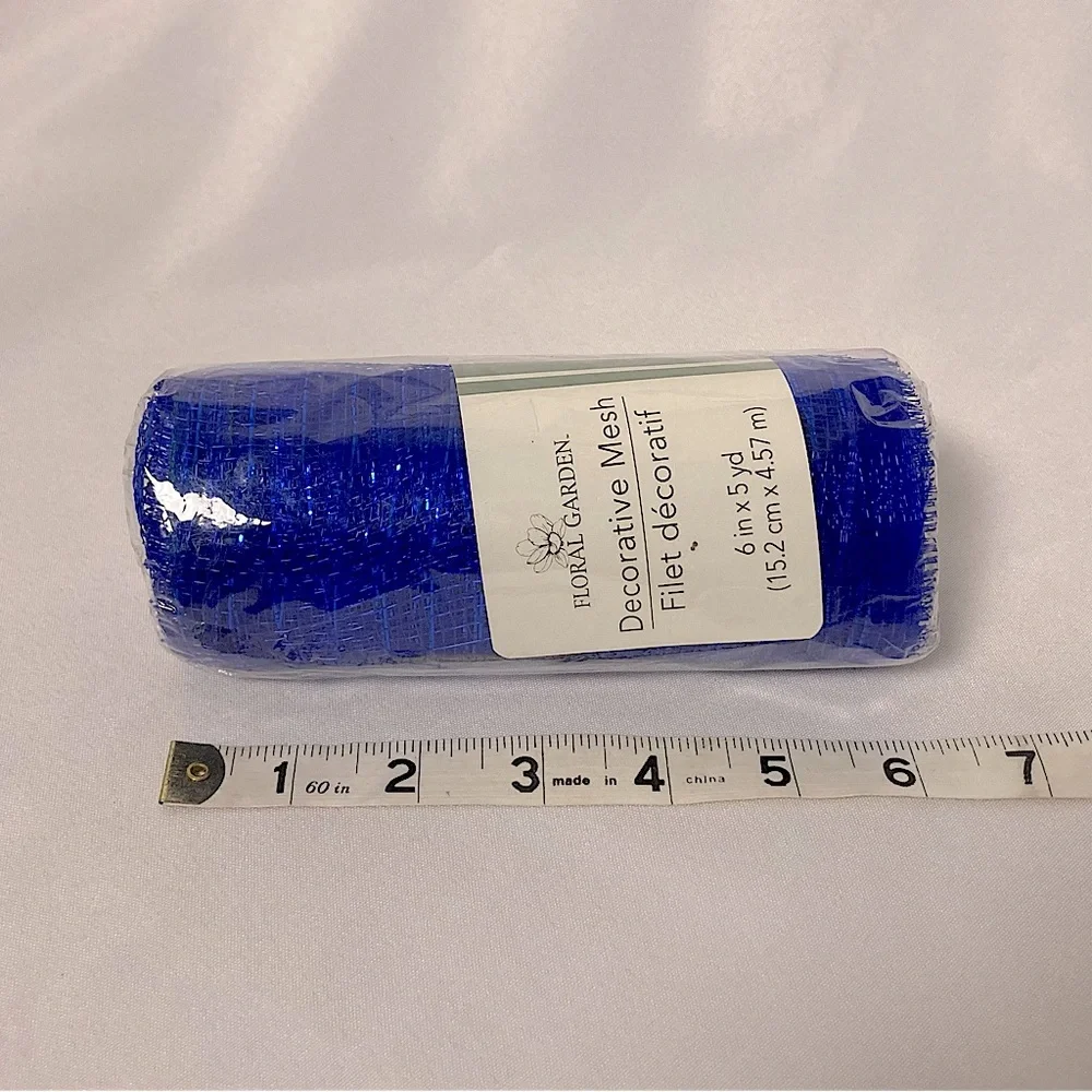 Floral Garden Royal Blue Decorative Mesh 6” x 180”
